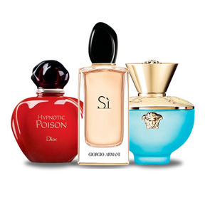 3 perfumy Dior HYPNOTIC POISON, Giorgio Armani SÌ et Versace DYLAN TURQUOISE 100ml (Eau de Parfum)