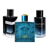 3 perfumy Dior SAUVAGE, Yves Saint Laurent Y MEN et Versace EROS