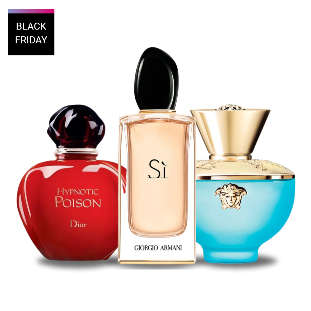 3 perfumy Dior HYPNOTIC POISON, Giorgio Armani SÌ et Versace DYLAN TURQUOISE 100ml (Eau de Parfum)