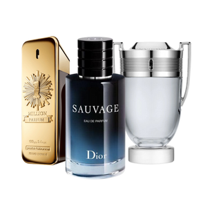 3 perfumy Paco Rabanne ONE MILLION, Dior SAUVAGE et Paco Rabanne INVICTUS (Eau de Parfum)