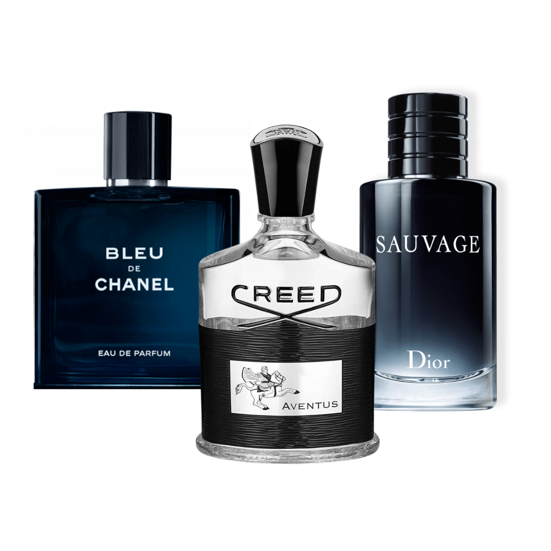 3 perfumy Creed Aventus, Bleu de Chanel, Dior SAUVAGE (Eau Parfum)