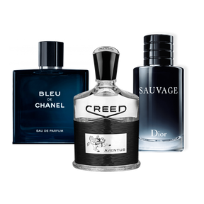 3 perfumy Creed Aventus, Bleu de Chanel, Dior SAUVAGE (Eau Parfum)