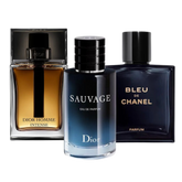 3 perfumy Sauvage Dior, Bleu de Chanel, Dior Homme Intense (Eau de Parfum)