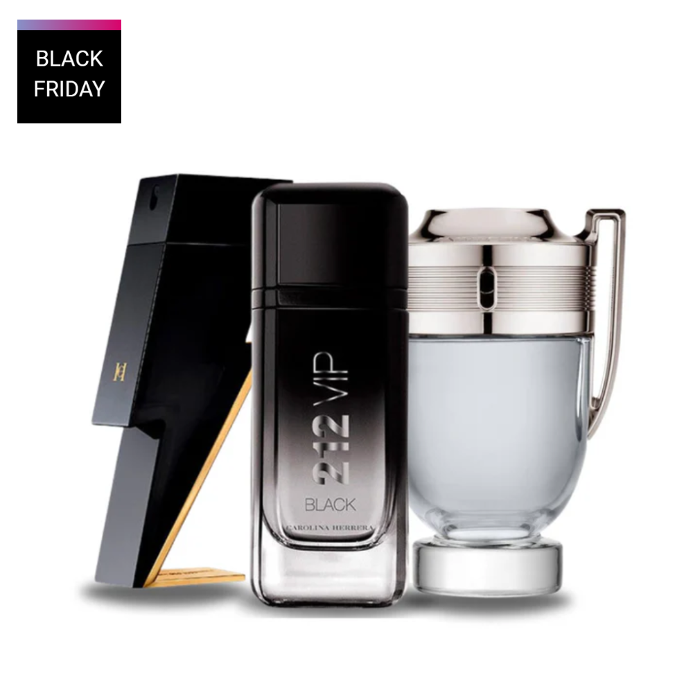 3 perfumy Carolina Herrera BAD BOY, Carolina Herrera 212 VIP BLACK e Paco Rabanne INVICTUS 100ml (Eau de Parfum)