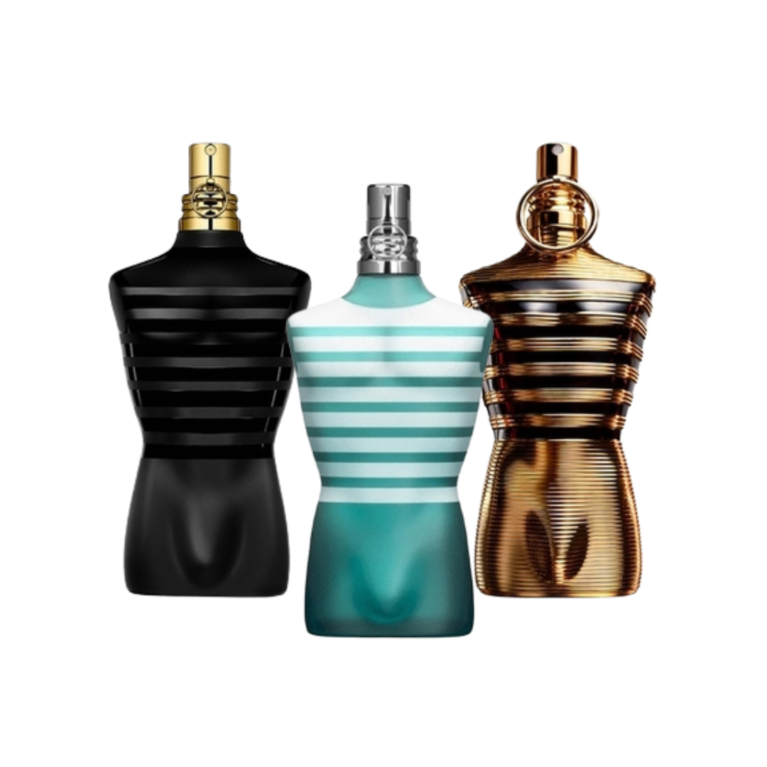 3 perfumy Jean Paul Gaultier LE MALE, Jean Paul Gaultier LE MALE PARFUM et Jean Paul Gaultier LE MALE ELIXIR (Eau de Parfum)